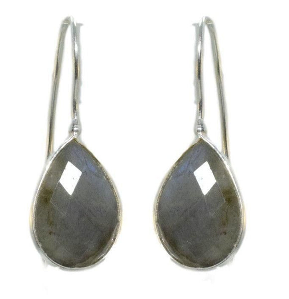 Labradorite drop øreringe i sølv
