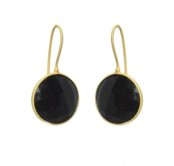Onyx drop øreringe i mat forgyldning