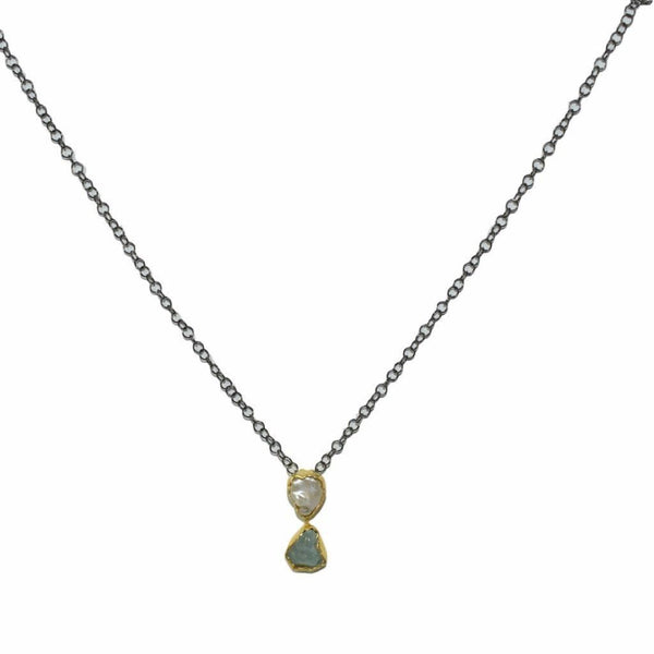 Halskæde med Mother of pearl og topaz