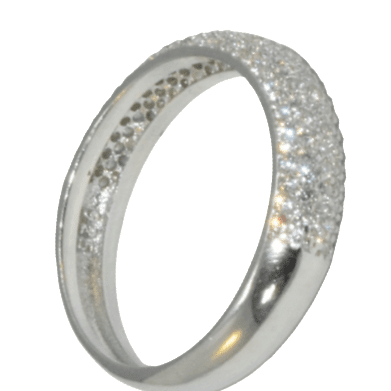 Stilig ring i sølv med klare zirkoner