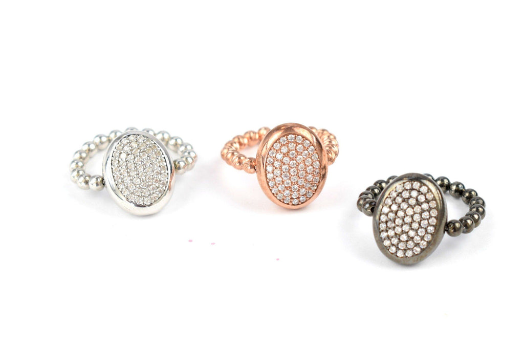 smykker -Ring i moderne design med zirkoner, fleksibel passer til de fleste fingrer
