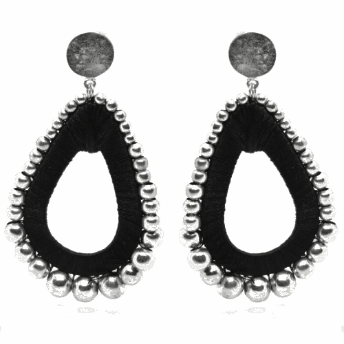 Lange øreringe sort og sølv