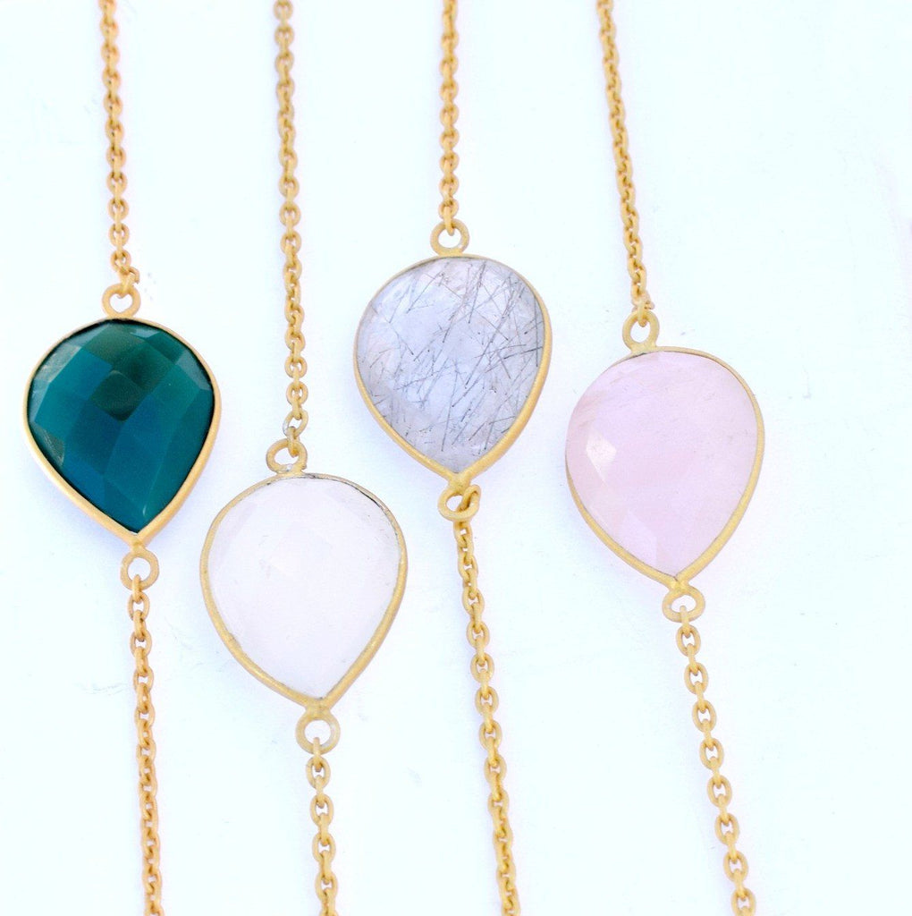 rosa kvarts,rutil kvarts,månesten, emerald -armbånd